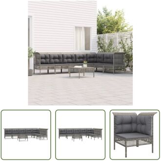 Loungeset - Tuinhoekbank 65x65x75cm - Grijs - PE-rattan en gepoedercoat staal