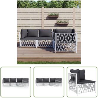 Loungeset - Tuinhoekbank 72 x 72 x 66 cm - wit - geweven stof - gepoedercoat staal - textileen - 3