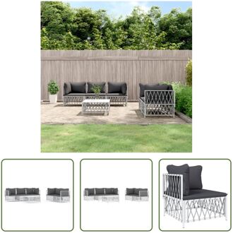 Loungeset - Tuinhoekbank 72x72x66 cm - Tuinmiddenbank 70x72x66 cm - Tuintafel 70x70x34 cm - Inclusief Wit