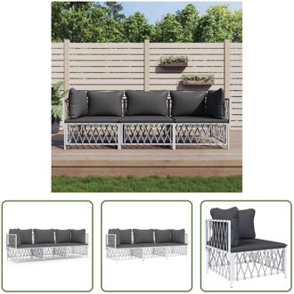 Loungeset - Tuinhoekbank 72x72x66cm - Tuinmiddenbank 70x72x66cm - Geweven stof - gepoedercoat staal Wit