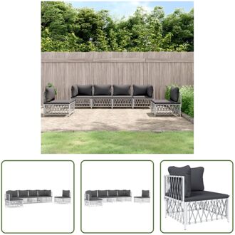 Loungeset Tuinhoekbank 72x72x66cm Wit - Geweven stof - Gepoedercoat staal - Draagvermogen 110kg