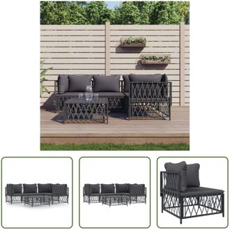 Loungeset - Tuinhoekbank-Antraciet - 72x72x66 cm - Geweven stof - gepoedercoat staal Grijs