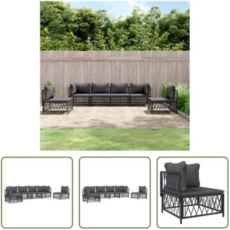 Loungeset Tuinhoekbank en Middenbank - Antraciet - 72x72x66 cm - Geweven Stof Grijs