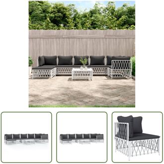 Loungeset - Tuinhoekbank en middenbank - Wit - 72 x 72 x 66 cm - Geweven stof