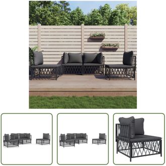 Loungeset - Tuinhoekbank en Tuinmiddenbank - Antraciet - 72 x 72 x 66 cm - Geweven stof - Gepoedercoat Grijs