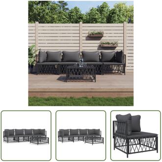 Loungeset - Tuinhoekbank en Tuinmiddenbank - Antraciet - 72 x 72 x 66 cm - Geweven stof Grijs