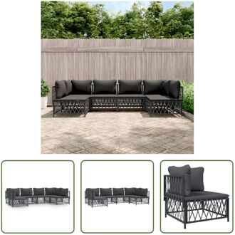 Loungeset - Tuinhoekbank en Tuinmiddenbank - Antraciet - 72 x 72 x 66 cm - Geweven stof Grijs