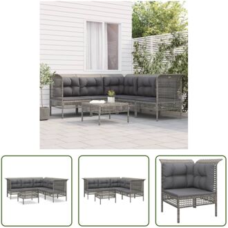 Loungeset Tuinhoekbank Grijs PE-rattan 65x65x75cm - WeerbestendigLet op- Voor een langere levensduur