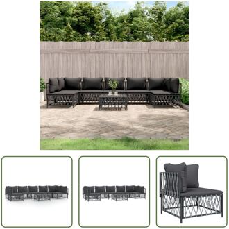 Loungeset - Tuinhoekbank - Middenbank - Tuintafel - 72x72x66 cm - Antraciet Grijs