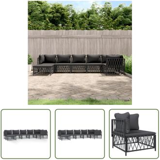 Loungeset - Tuinhoekbank + Tuinmiddenbank + Tuinvoetenbank - 72x72x66cm - Antraciet - Geweven stof Grijs