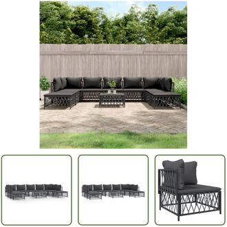 Loungeset - Tuinhoekbank + Tuinmiddenbank + Tuinvoetenbank/Tafel - Antraciet - 72 x 72 x 66 cm - Grijs