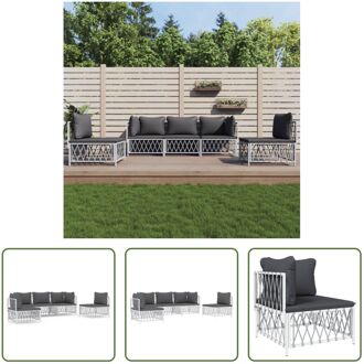 Loungeset - Tuinhoekbank + Tuinmiddenbank - Wit - 72 x 72 x 66 cm - Geweven stof