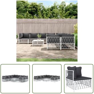 Loungeset - Tuinhoekbank - Tuinmiddenbank - Tuintafel - 72 x 72 x 66 cm - Geweven Stof - Wit