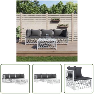 Loungeset - Tuinhoekbank - Tuinmiddenbank - Tuintafel - 72 x 72 x 66 cm - Wit - Geweven stof