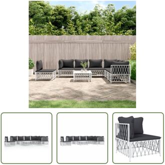 Loungeset - Tuinhoekbank - Tuinmiddenbank - Tuintafel - 72x72x66 cm - Wit - Geweven stof