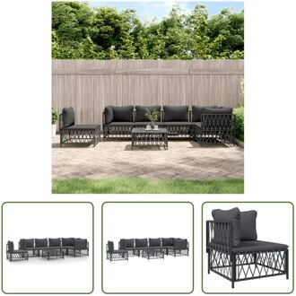 Loungeset - Tuinhoekbank - Tuinmiddenbank - Tuintafel - 72x72x66cm (BxDxH) - Geweven stof - Grijs