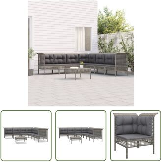 Loungeset - Tuinhoekbank - Tuinmiddenbank - Tuinvoetenbank - 65x65x75 cm - Grijs PE-rattan