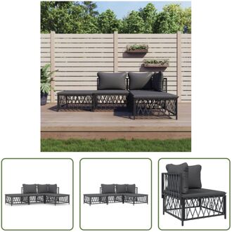 Loungeset - Tuinhoekbank - Tuinmiddenbank - Tuinvoetenbank - 72 x 72 x 66 cm - Geweven stof - Grijs