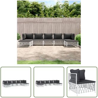 Loungeset - Tuinhoekbank - Tuinmiddenbank - Tuinvoetenbank - 72x72x66 cm - Wit - Geweven stof