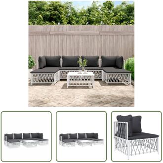 Loungeset - Tuinhoekbank - Tuinmiddenbank - Tuinvoetenbank - Kussen - Wit - 72 x 72 x 66 cm