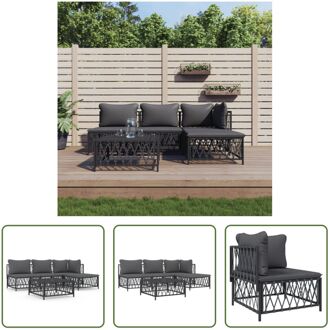 Loungeset - Tuinhoekbank - Tuinmiddenbank - Tuinvoetenbank/tafel - 72 x 72 x 66 cm - Antraciet Grijs