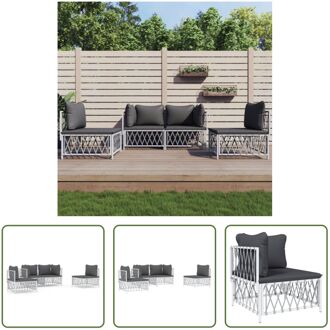 Loungeset - Tuinhoekbank - Tuinmiddenbank - Wit - 72 x 72 x 66 cm - Geweven stof - gepoedercoat staal