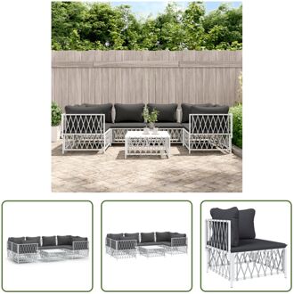 Loungeset Tuinhoekbank - wit - 72 x 72 x 66 cm - geweven stof en gepoedercoat staal