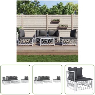 Loungeset - Tuinhoekbank wit - 72 x 72 x 66 cm - Geweven stof - Gepoedercoat staal - Draagvermogen 110