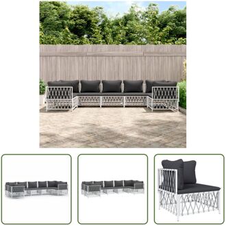 Loungeset - Tuinhoekbank wit - 72 x 72 x 66 cm - geweven stof - gepoedercoat staal