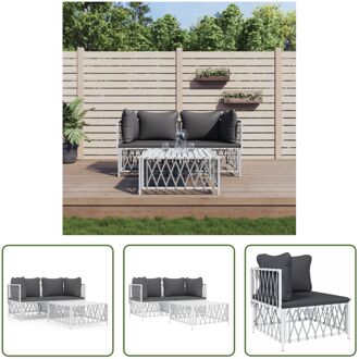 Loungeset - Tuinhoekbank wit - 72 x 72 x 66 cm - Geweven stof - Sterk stalen frame