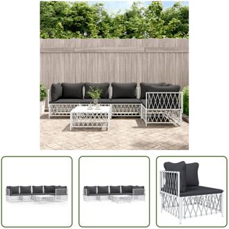 Loungeset Tuinhoekbank Wit - 72x72x66cm - Geweven stof - gepoedercoat staal