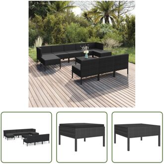 Loungeset Tuinmeubel PE-rattan - Zwart - 60 x 60 x 35 cm - Inclusief kussens - Montage vereist