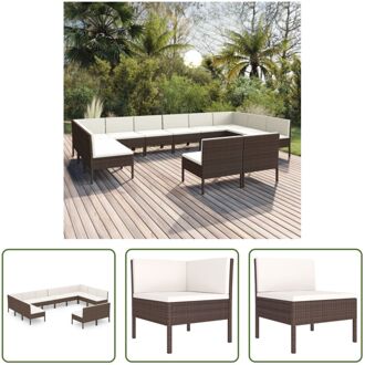 Loungeset Tuinmeubelen - 57 x 69 x 69 cm - Bruin/ Crèmewit