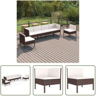 Loungeset TUINMEUBELEN - 57 x 69 x 69 cm - WEERBESTENDIG - Bruin - Crèmewit