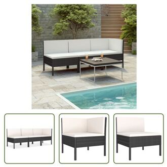 Loungeset Tuinmeubelen - 57x69x69 cm - Zwart - Crèmewit kussens