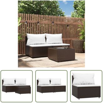 Loungeset Tuinmeubelen - 63x63x57.5cm - Bruin/cremewit