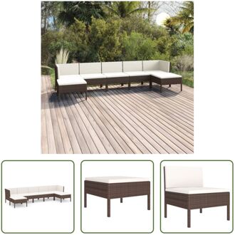 Loungeset Tuinmeubelen - 7-delig - Bruin - Polyester kussens