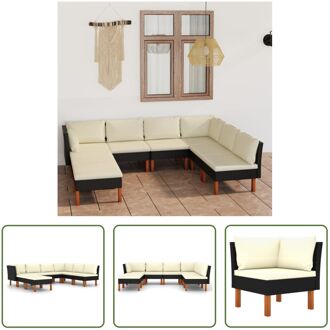 Loungeset - Tuinmeubelen - Afmetingen- 60.5x64.5x67cm - 64.5x64.5x67cm - 60x60x32cm - Ken- Zwart