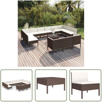 Loungeset Tuinmeubelen - Bruin - Modulair - PE-rattan - Gepoedercoat staal - Polyester