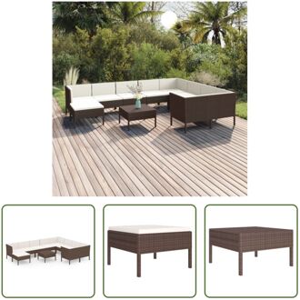 Loungeset Tuinmeubelen - Bruin - PE-rattan - gepoedercoat staal - The Living Store