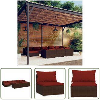 Loungeset - Tuinmeubelen - Bruin - PE-rattan - Modulair design - 70 x 70 x 60.5 cm