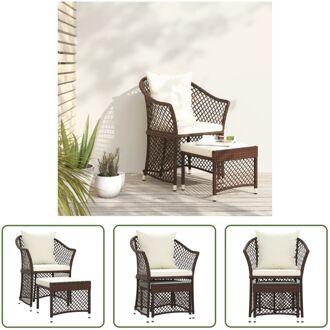 Loungeset - Tuinmeubelen - Bruin - PE-rattan - Stalen frame