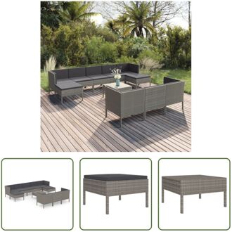 Loungeset Tuinmeubelen - Grijs - 60x60x35 cm - PE-rattan - gepoedercoat staal