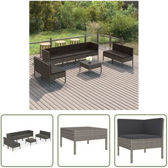 Loungeset Tuinmeubelen - Grijs - PE-rattan/staal - Afmeting tafel- 60x60x35 - Kussenkleur- Antraciet