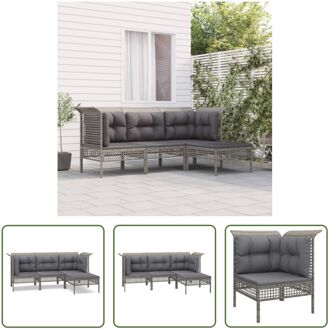 Loungeset Tuinmeubelen Grijs PE-rattan - Weerbestendig - Stalen frame - Comfortabel zitten - Modulair