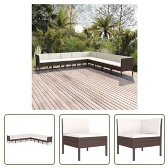 Loungeset Tuinmeubelen - PE-rattan - Staal - Modulair - Bruin - Crèmewit - 57x69x69 cm - Montage