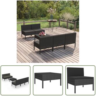 Loungeset tuinmeubelen - PE-rattan - zwart - 57x69x69 cm - inclusief kussens