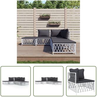 Loungeset - Tuinmeubelen - Wit - 72 x 72 x 66 cm - Geweven stof