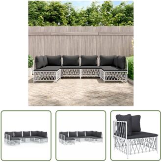 Loungeset Tuinmeubelen - Wit - Geweven Stof - Gepoedercoat Staal - 72x72x66cm - Inclusief Kussens