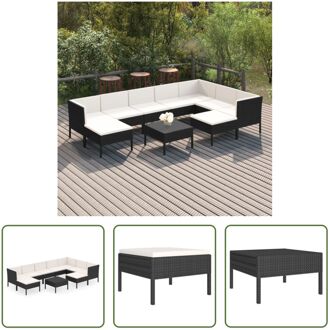 Loungeset Tuinmeubelen - Zwart - PE-rattan - Stalen frame